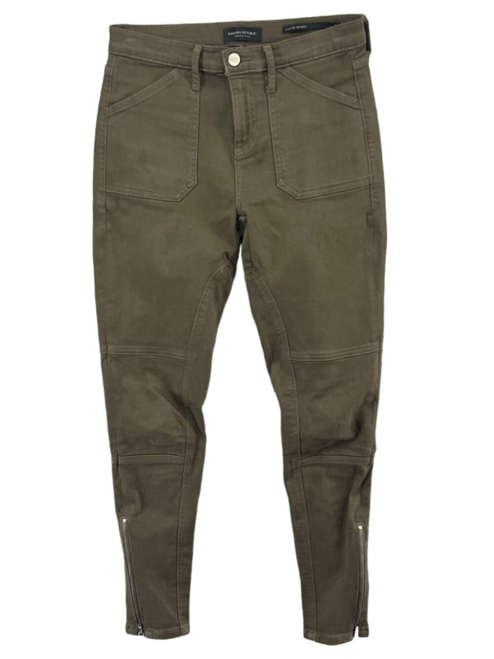 Banana Republic Utility Jeans Womens Sage Green Mr Skinny Ankle Zip Size 26